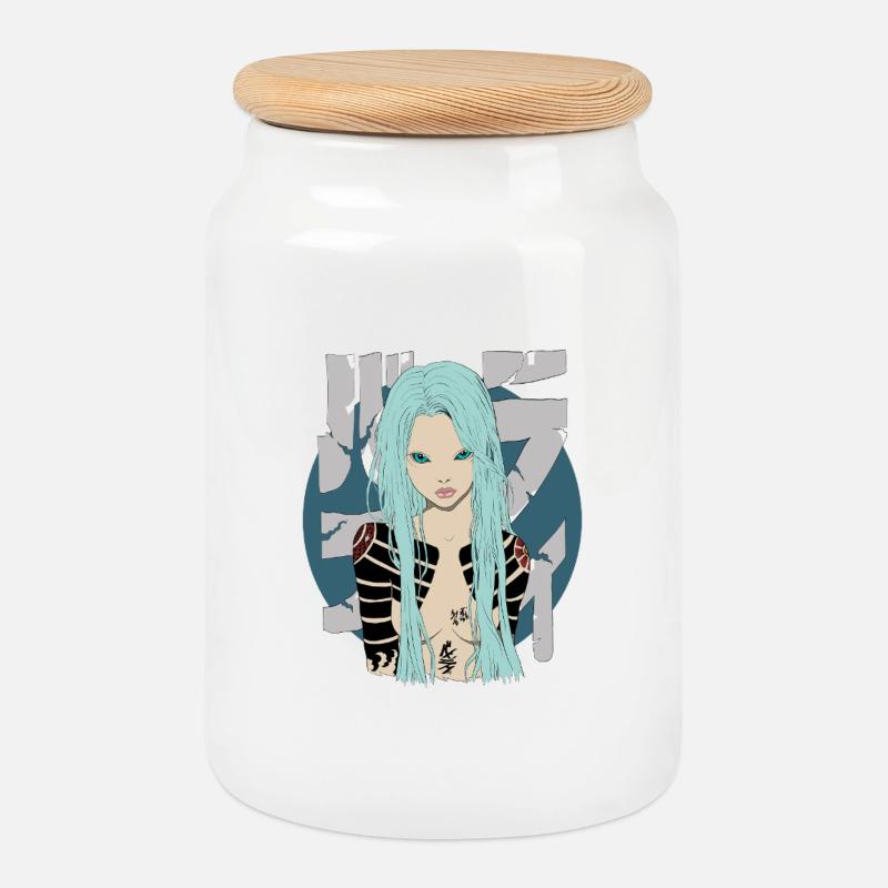 Blue - Keksdose mit Holzdeckel - Weiß