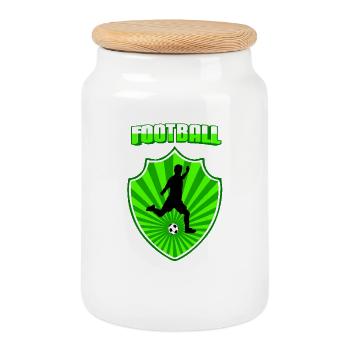 Football - Cookie Jar with Wooden Lid - white - Front