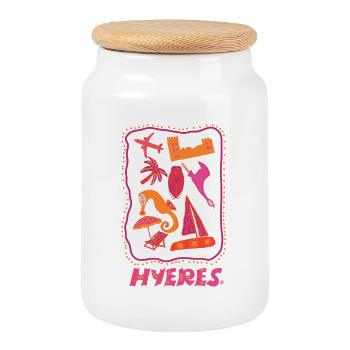 Méli mélo Hyères les palmiers voyage France - Boîte à biscuits avec couvercle en bois - blanc - Devant