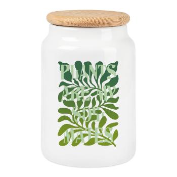 Les plantes sont mes âmes sœurs Lettrage - Boîte à biscuits avec couvercle en bois - blanc - Devant