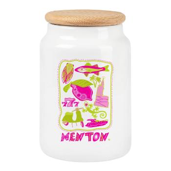 Chin Pop art - Summer Colorful Illustration - Cookie Jar with Wooden Lid - white - Front