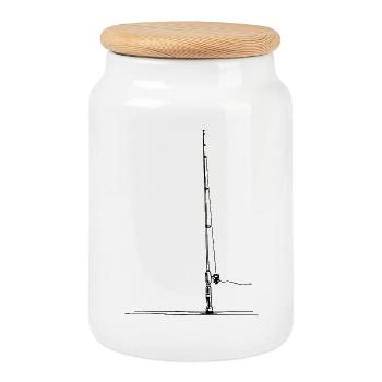 Canne à pêche - Boîte à biscuits avec couvercle en bois - blanc - Devant