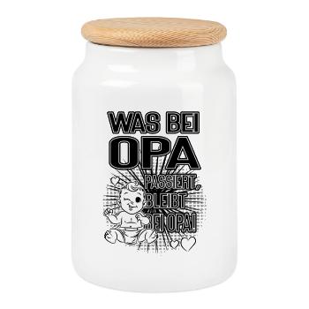 Was bei Opa passiert bleibt bei Opa - Keksdose mit Holzdeckel - Weiß - Vorne