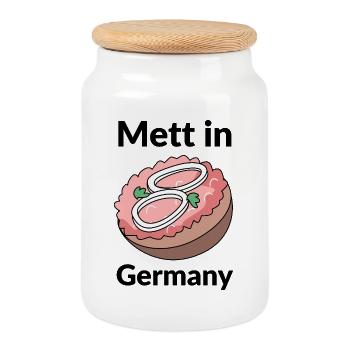 Mett in Germany - Keksdose mit Holzdeckel - Weiß - Vorne