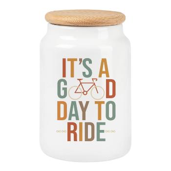 It's a Good Day to Ride Bike Bike Gift humo - Cookie Jar with Wooden Lid - white - Front