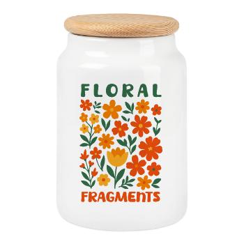 Floral Fragments by helfspawn - Cookie Jar with Wooden Lid - white - Front
