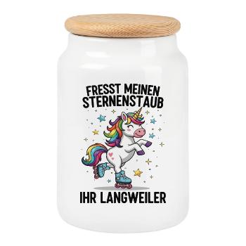 Rollschuh Einhorn - Keksdose mit Holzdeckel - Weiß - Vorne