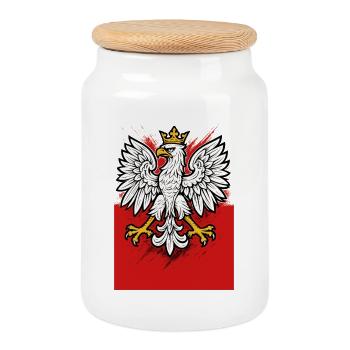 Pologne Polska aigle drapeau drapeau épique cadeau - Boîte à biscuits avec couvercle en bois - blanc - Devant