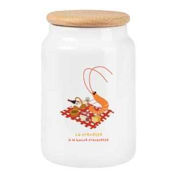 Garnelen à la bonne franquette, französischer Aperitif - Keksdose mit Holzdeckel - Weiß - Vorne