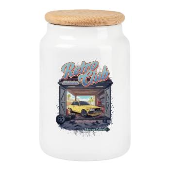 Club de Slide Rétro - Boîte à biscuits avec couvercle en bois - blanc - Devant