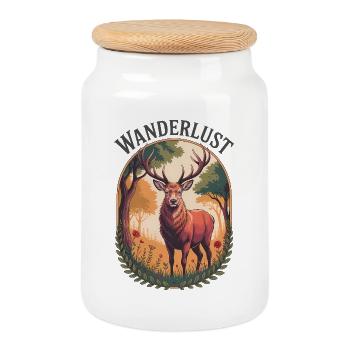 Wanderlust - Cookie Jar with Wooden Lid - white - Front