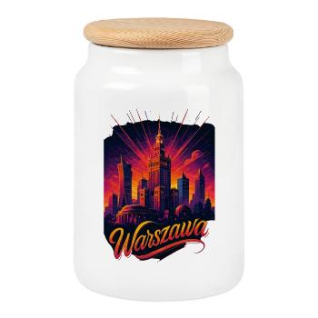 Varsovie Warszawa Capitale Pologne Cadeau - Boîte à biscuits avec couvercle en bois - blanc - Devant