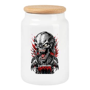 Horror - Keksdose mit Holzdeckel - Weiß - Vorne