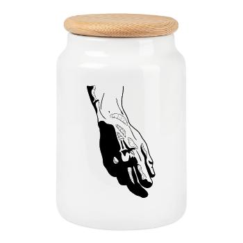 David - Cookie Jar with Wooden Lid - white - Front