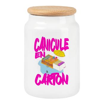 Heatwave in Carton, Mediterranean summer - Cookie Jar with Wooden Lid - white - Front