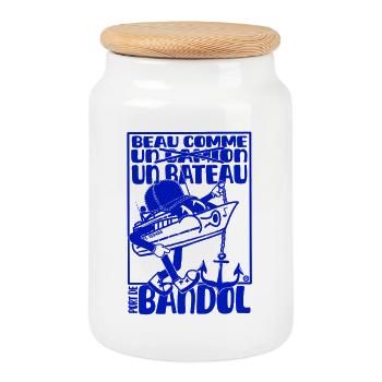 Retro Mittelmeer Bandol Boot Maskottchen - Keksdose mit Holzdeckel - Weiß - Vorne