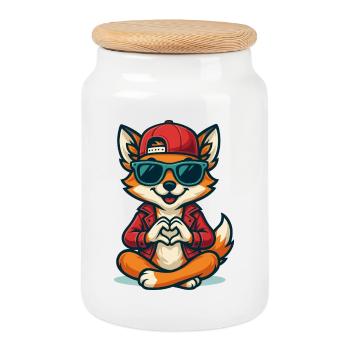 Foxy Love Vibes - Keksdose mit Holzdeckel - Weiß - Vorne