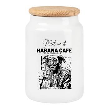Illustration eines Treffens im Habana Cafe - Keksdose mit Holzdeckel - Weiß - Vorne