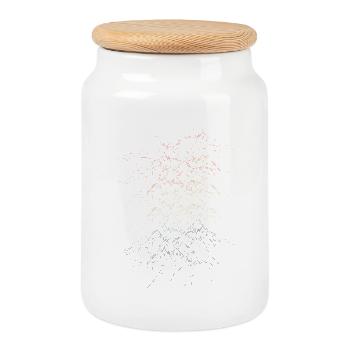 Vivid Mountain Range Illustration - Cookie Jar with Wooden Lid - white - Front