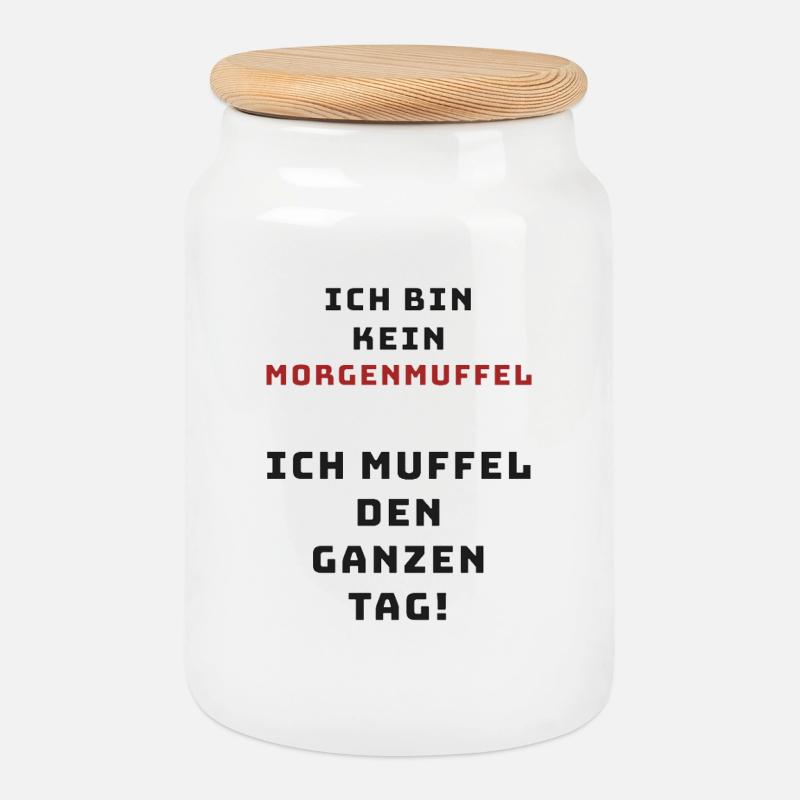 Morgentypisch Spruch, Morgenmuffel - Keksdose mit Holzdeckel - Weiß
