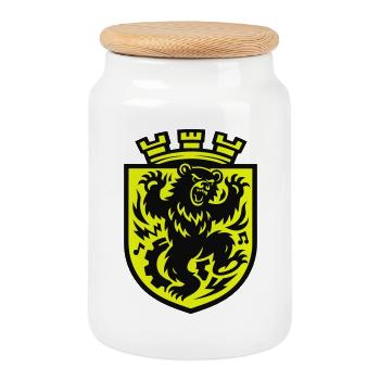 Berlin Ours dansant - Boîte à biscuits avec couvercle en bois - blanc - Devant