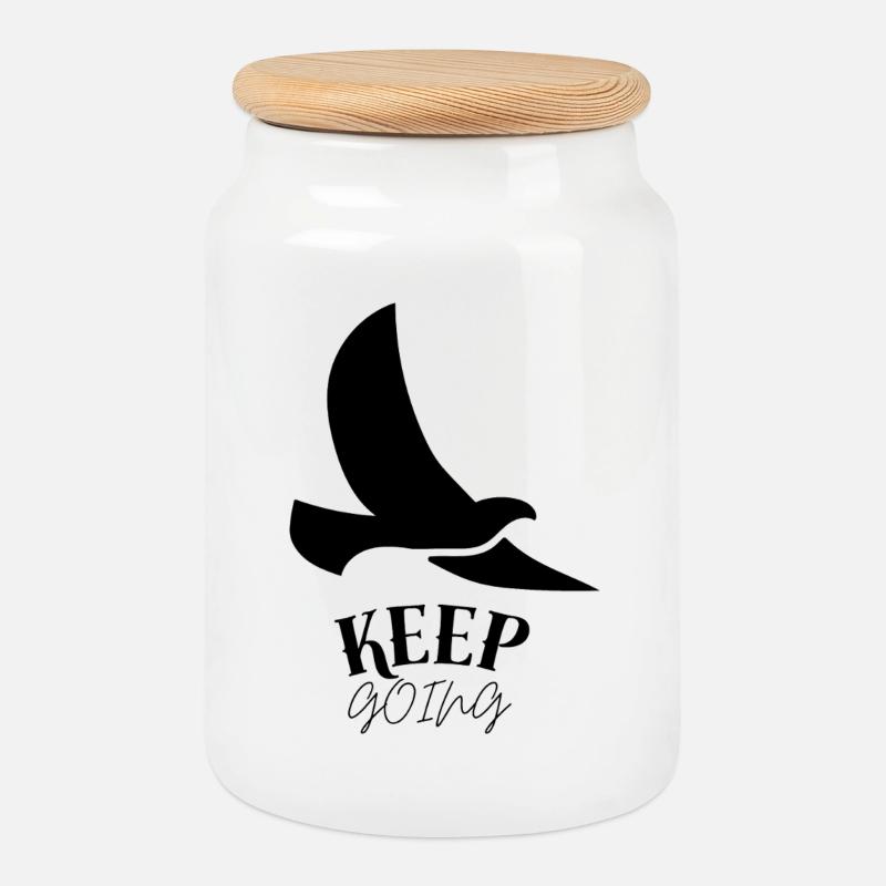 Keep_going - Keksdose mit Holzdeckel - Weiß
