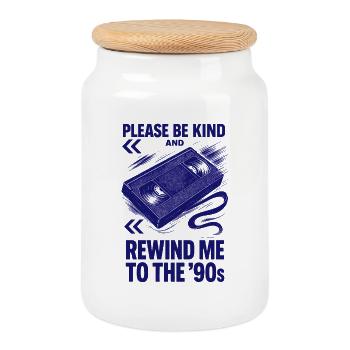 Please Be Kind And Rewind Me To The 90s Retro Art - Cookie Jar with Wooden Lid - white - Front