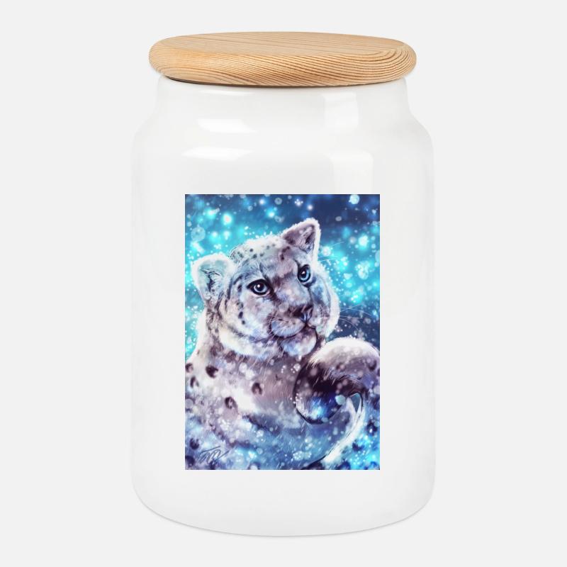 Snow Leopard Poster - Cookie Jar with Wooden Lid - white
