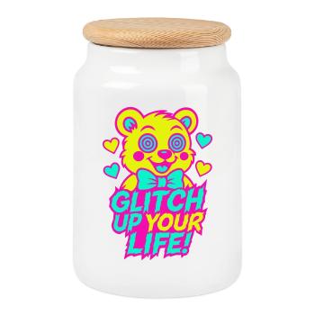 Glitch Up your Life! Motiv 2 - Keksdose mit Holzdeckel - Weiß - Vorne