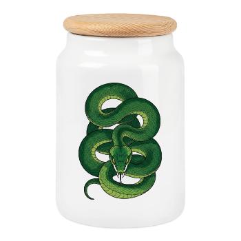 Serpent - Boîte à biscuits avec couvercle en bois - blanc - Devant