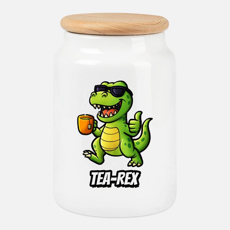 Tea-Rex - Keksdose mit Holzdeckel - Weiß