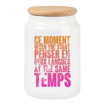 COOL SAYING FOR MULTILINGUALS, INTERNATIONAL - Cookie Jar with Wooden Lid - white - Front