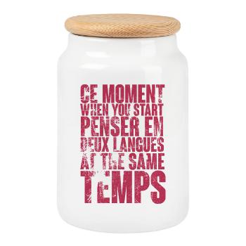 Citation sur la pensée multilingue - Boîte à biscuits avec couvercle en bois - blanc - Devant