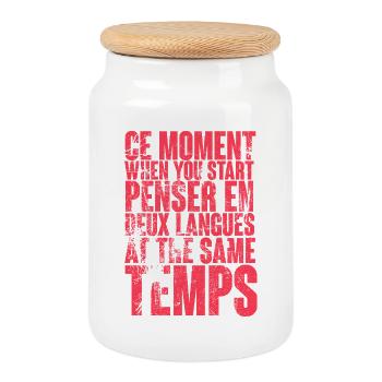 COOL SAYING FOR MULTILINGUALS, INTERNATIONAL - Cookie Jar with Wooden Lid - white - Front