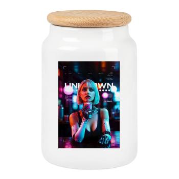 Neon dreams - Keksdose mit Holzdeckel - Weiß - Vorne