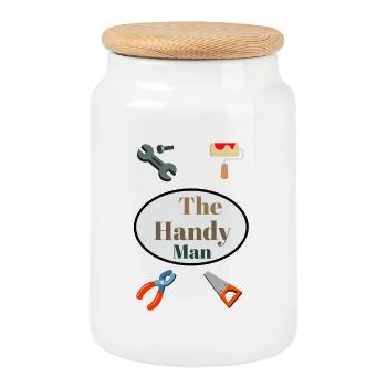 Practical Craftsman DIY Motif - Cookie Jar with Wooden Lid - white - Front