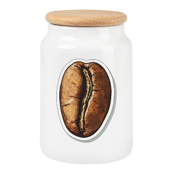 Kaffee - Keksdose mit Holzdeckel - Weiß - Vorne