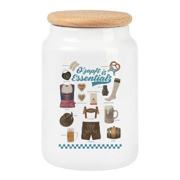 Motifs traditionnels de la fête de la bière sur les vêtements - Boîte à biscuits avec couvercle en bois - blanc - Devant
