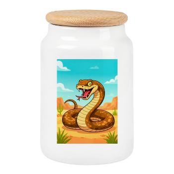 Inland Taipan – deadliest snake in Australian dese - Cookie Jar with Wooden Lid - white - Front