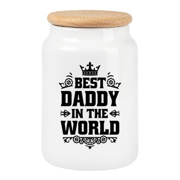 Best Dad in the World Gift Crown Best Daddy - Cookie Jar with Wooden Lid - white - Front