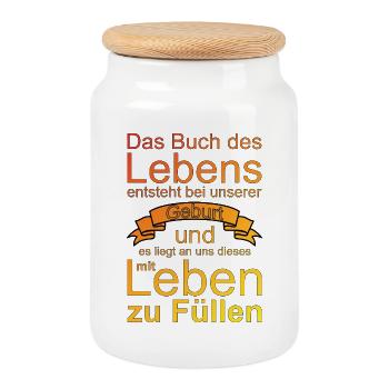 Buch des Lebens - Keksdose mit Holzdeckel - Weiß - Vorne
