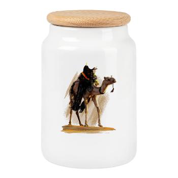 Camel - Cookie Jar with Wooden Lid - white - Front