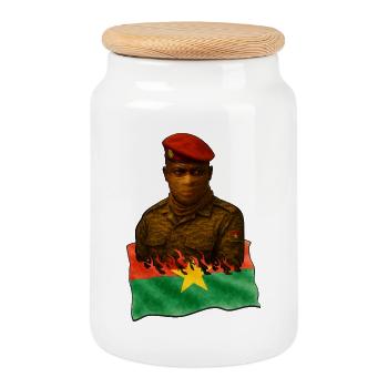 Burkina Faso Echoes | 2025 Artworks - Cookie Jar with Wooden Lid - white - Front