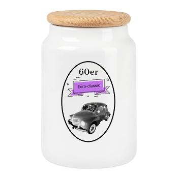 Vintage Euro-klassischer Automobildesign - Keksdose mit Holzdeckel - Weiß - Vorne
