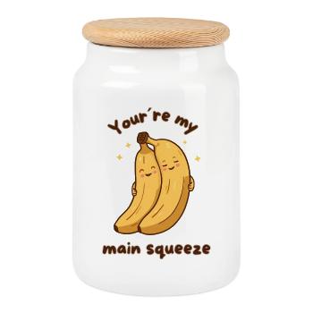 Banana Hug – Tu es ma principale pression - Boîte à biscuits avec couvercle en bois - blanc - Devant
