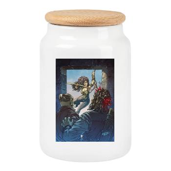 Fantasy-Krieger - Keksdose mit Holzdeckel - Weiß - Vorne