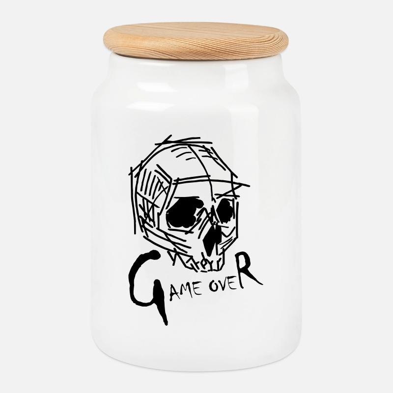 Game over - Cookie Jar with Wooden Lid - white