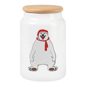 Eisbär - Keksdose mit Holzdeckel - Weiß - Vorne