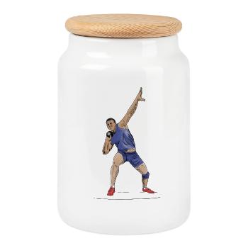 Lancer du poids - Boîte à biscuits avec couvercle en bois - blanc - Devant
