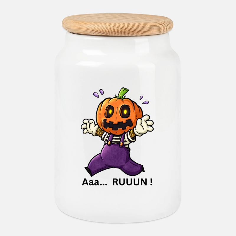Aaa RUUUN! - Cookie Jar with Wooden Lid - white